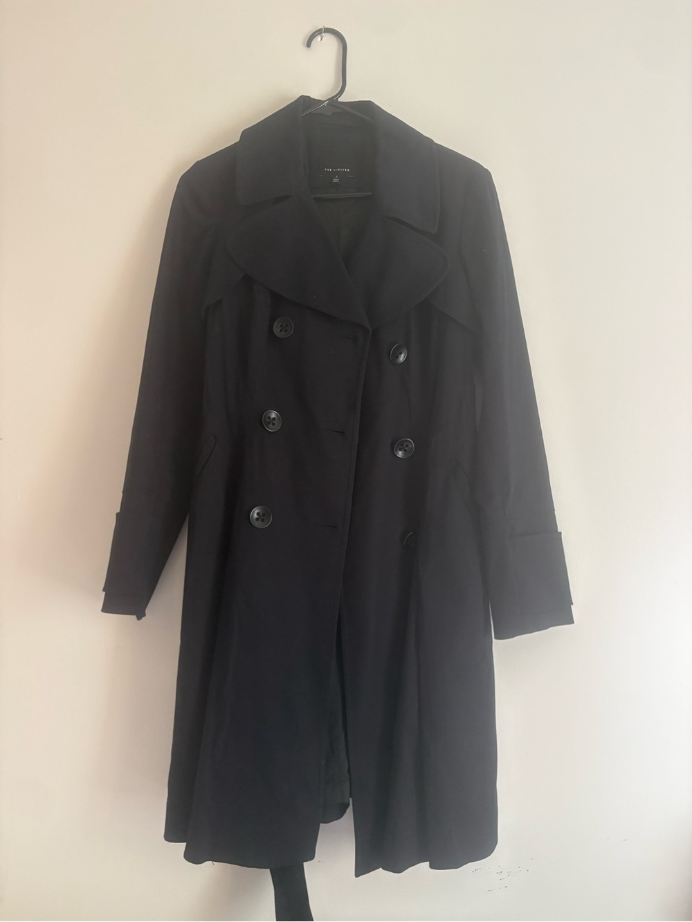 The Limited Black Double-Breasted Trench Coat